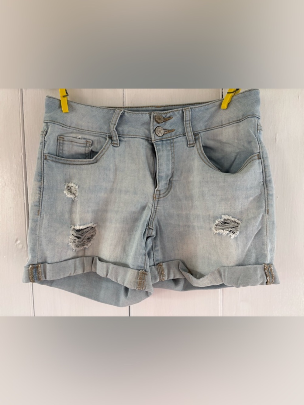 SO Light Wash Distressed Denim Shorts